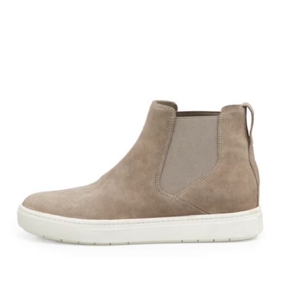 VINCE Suede Leather High Top Sneakers Womens Size 6.5 Scandi Beigecore Normcore - Picture 1 of 10